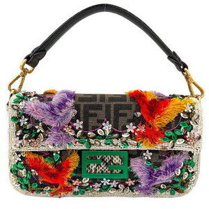 Rare FENDI Beaded Mamma Baguette Parrot Python Handbag